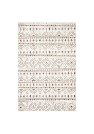 Raschel Carpet Premium Yıkanabilir Leke Tutmaz Mutfak Halısı Etnik Desen Bej Özel Seri Kaymaz Taban Halı Çok Renkli