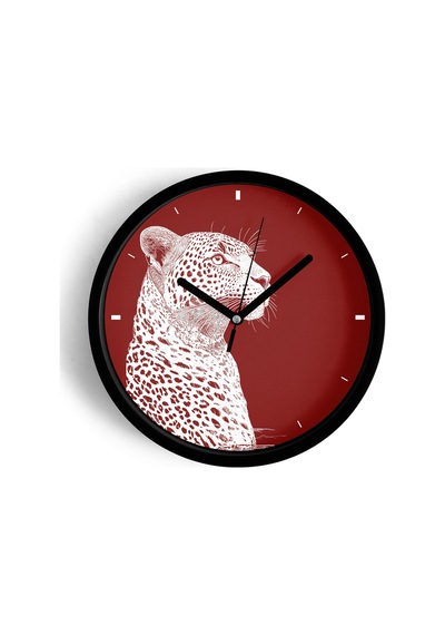 Asil Leopar Tasarım Modern Duvar Saati - 30cm - Önü Camlı Siyah Kasa - Sessiz Mekanizma-jh0687 Siyah