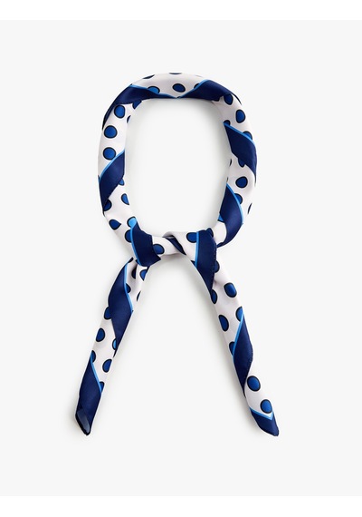 Koton Pileli Puantiyeli Saten Kare Fular Bandana Mavi 6sak50111aa