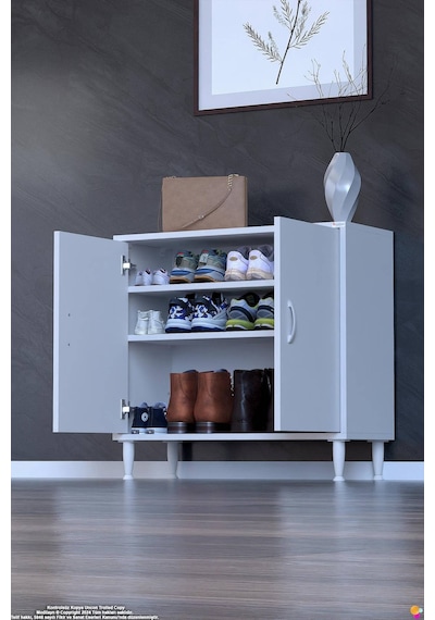 Bulut Ayakkabılık - Kapaklı 2 Raf 3 Bölmeli Dar Alanlar İçin Çok Amaçlı Dolap 70 Cm Beyaz Bulut Ayakkabılık - Kapaklı 2 Raf 3 Bölmeli Dar Alanlar İçin Çok Amaçlı Dolap 70 Cm Beyaz