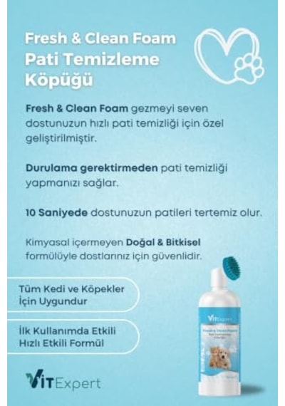 Fresh & Clean Foam Durulama Gerektirmeyen Pati Temizleme Köpüğü 150 Ml Enerji Sınıfı A+