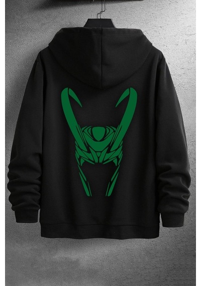 Floki Baskılı Sweatshirt Siyah