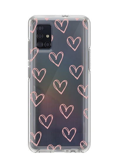 Samsung Galaxy A51 Uyumlu Şeffaf Kılıf Şeffaf Kalp 2 Tasarımlı
