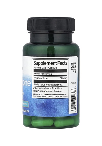 Swanson Vitamins, Pregnenolone, Super Strength, 50 Mg, 60 Capsules
