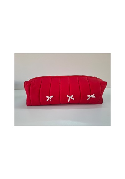 Dreamy Red Kapitone Fiyonklu Tüm Saç Şekillendiricilerine Uygun Organizer Çanta Tb043