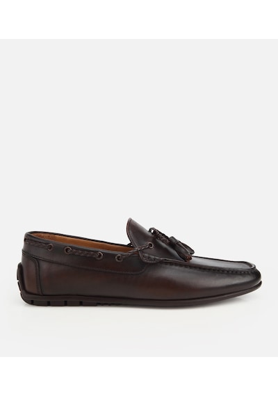 Hotiç Erkek Deri Siyah Püskül Dikiş Detaylı Klasik Loafer