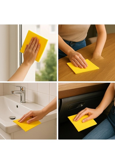 12 Adet Toptan Sarı Temizlik Bezi Sarı Bez Genel Mutfak Banyo Bezi Araç Temizleme Bezi Sarı
