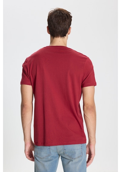 George Henry Pamuk Slim Fit Dar Kesim Bisiklet Yaka Tişört Bordo