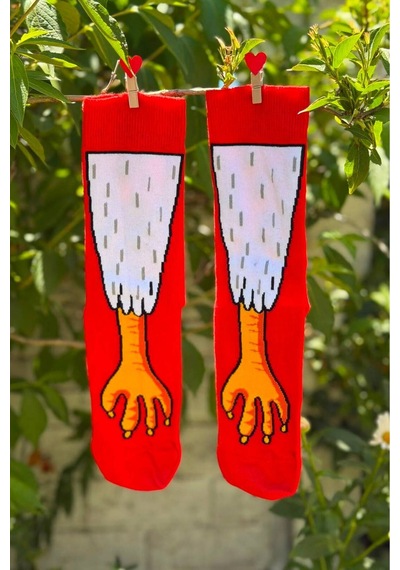 Lousocks Unisex Horoz Ayağı Renkli Soket Çorap Kırmızı