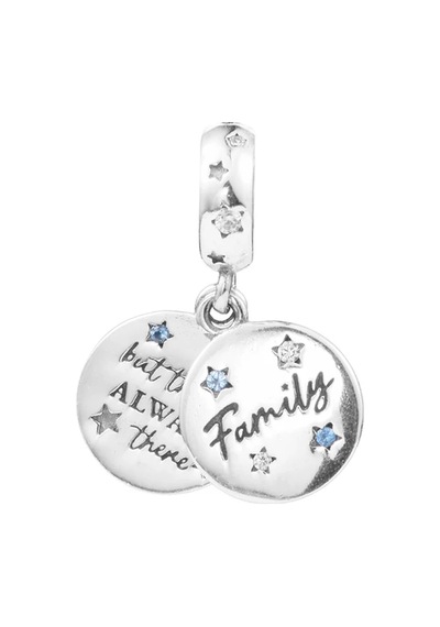 Fubena Aile Sevgisi Çift Sallantılı Charm Gümüş