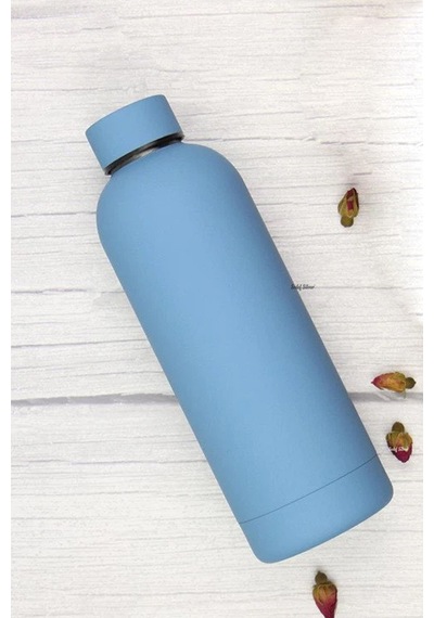 Exclusive 500 Ml Rubber Gövde Çay Termos Kupa Suluk Şişe Bardak Mug Mavi