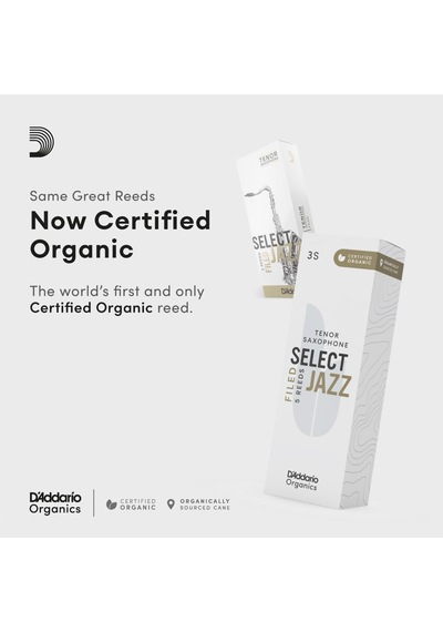 D'addario Organik Select Jazz Filed Tenor Saksafon Dili - Saksafon Boruları - İlk Ve Tek Organik Kamış Boru - 3 Yumuşak, 5 Paket