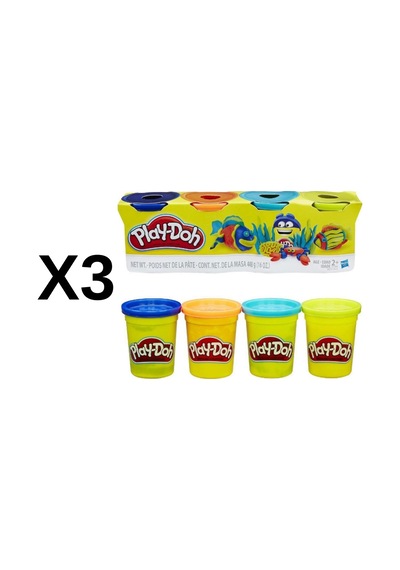3 Adet Hasbro Play-doh 4'lü Oyun Hamuru +2 Yaş Toplam 12 Hamur
