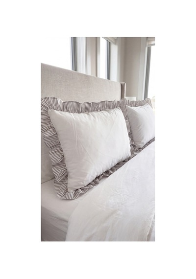 2'li Pamuklu Kumaş Çizgili Fırfırlı Yastık Kılıfı50x70 Cm Kahverengi - 905308848 Kahverengi