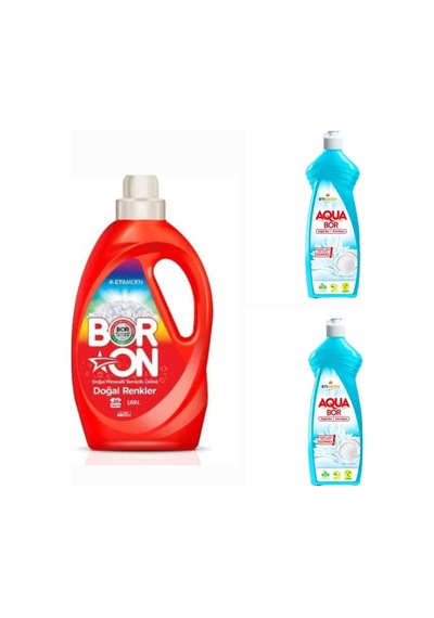 Doğal Mineralli Çamaşır Deterjanı Renkliler İçin 26 Yıkama+ 2 650 Ml Aquabor Bulaşık Deterjanı 84239811