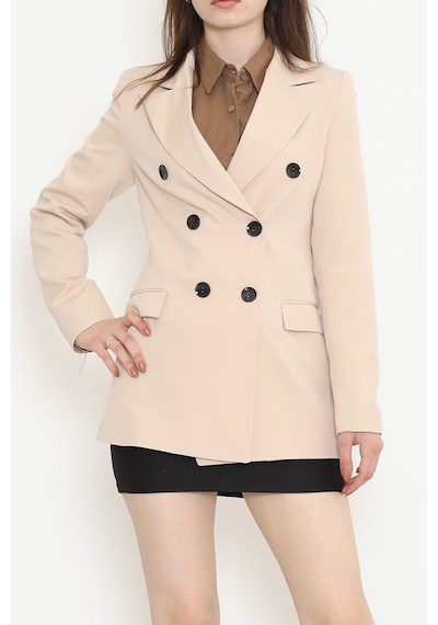 Düğmeli Blazer Ceket Bej - 354.1247. Çok Renkli