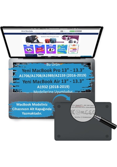 Apple Uyumlu MacBook Pro TouchBar 2016 2019 Koruyucu A1706 1989 2159 1707 1990