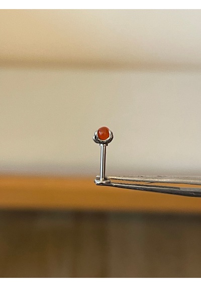 316 L Cerrahi Çelik Pençe Modeli Turuncu Taşlı Kıkırdak Helix Tragus Piercingi Turuncu
