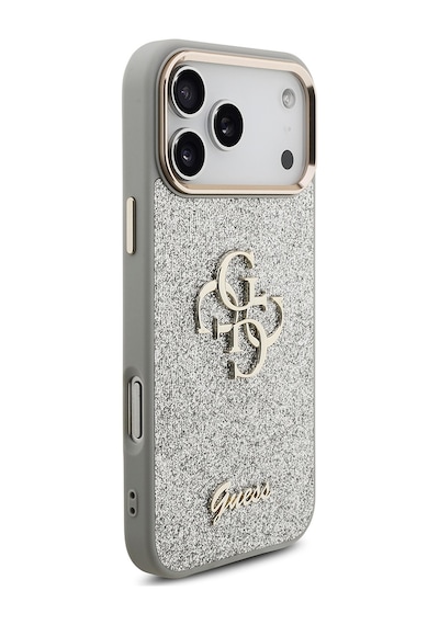 Apple Uyumlu iPhone 17 Pro Max Kılıf Guess Lisanslı 4g Büyük Metal Logolu Glitter Kapak Gri Gri