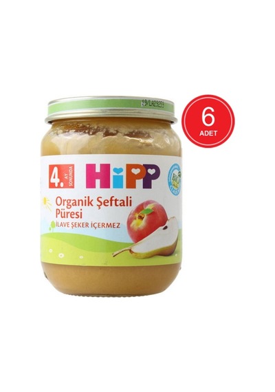 Hipp Organik Şeftali Püresi 4+ Ay Kavanoz Maması 6 x 125 G