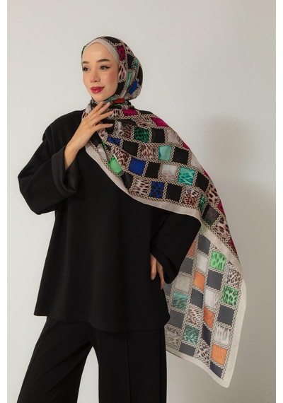 Mimiyum Soft Şal Zincir Leopar Bej