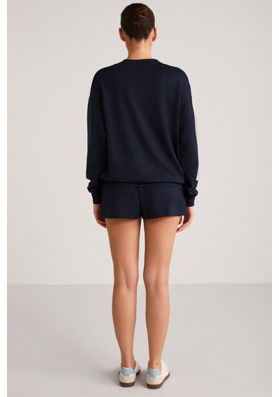 Ethıquet Maısıe Kadın Organik Pamuklu Comfort Fit Bisiklet Yaka Lacivert Sweatshirt