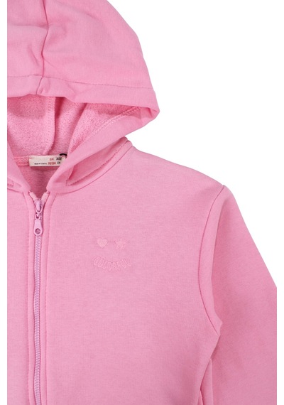 Bebegen Kız Cocuk Pembe Colorful Kapüşonlu Hırka Çok Renkli