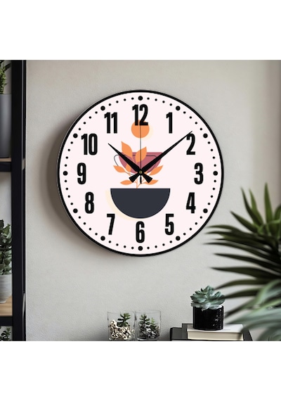 Dekoratif Türkçe Rakamlı Uv Baskılı Duvar Saati Sessiz Akar Mekanizma 40cm Metal Akrep Yelkovan Beyaz