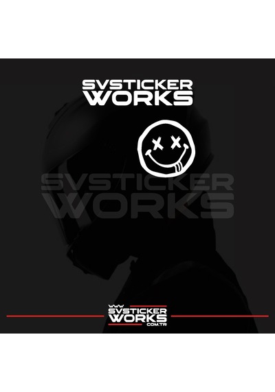 Smile Yazılı Kask Sticker Tüm Kasklar Uyumlu Tek Yön 1 Adet Beyaz