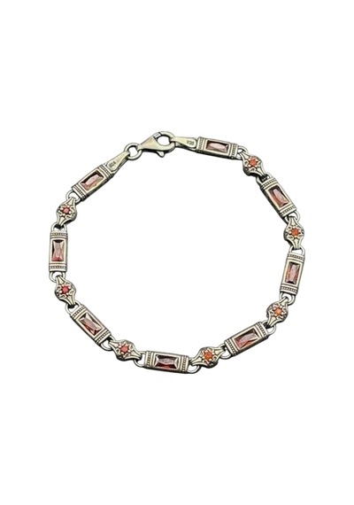 925 Ayar Gümüş Garnet Lal Taşlı Vintage Otantik Erkek Bileklik