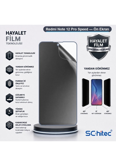 Note 12 Pro Speed Uyumlu Ön Yüzey Hayalet Privacy Hidrojel Ekran Koruyucu 52751155