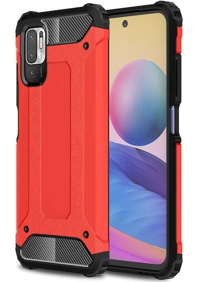 Kilifone - Xiaomi Uyumlu Poco M3 Pro - Kılıf Çift Katman Zırh Tank Crash Military Kapak - Kırmızı