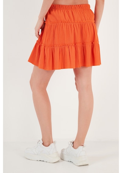 Lela Beli Lastikli Mini Bayan Şort Etek 5865038 Oranj
