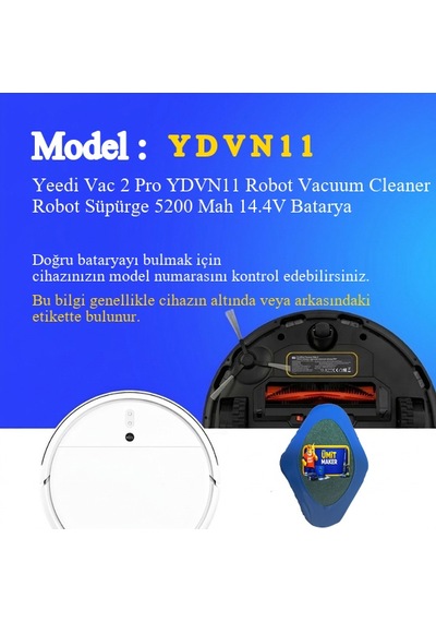 Yeedi Vac 2 Pro Ydvn11 Robot Vacuum Cleaner Robot Süpürge 5200 Mah 14.4v Batarya  Uyumlu Uzun Ömürlü