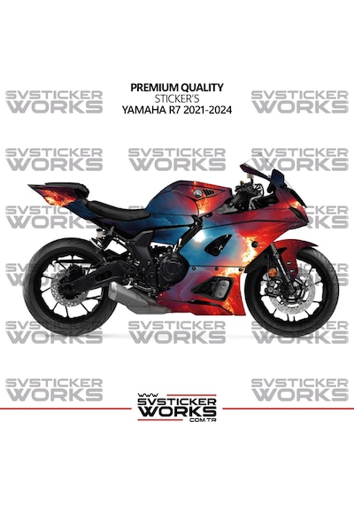 Yamaha R7 Kaplama Sticker Magma Design Motor Kaplama Modeli Hazır Kit 2019-2024 Uyumlu Siyah