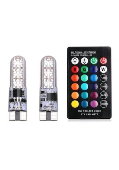 Kumandalı Rgb T10 Park Ledi Far Ledi Renkli Park Ampulü