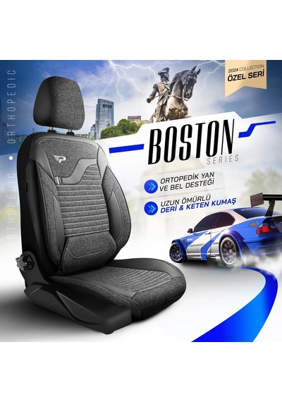 Panda Boston Serisi Keten Kumaş Oto Koltuk Kılıfı   - Tam Set