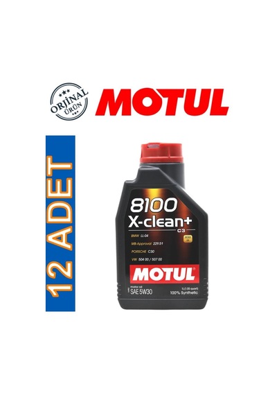 Motul 8100 X-Clean+ 5W-30 C3 Motor Yağı 12 x 1 L