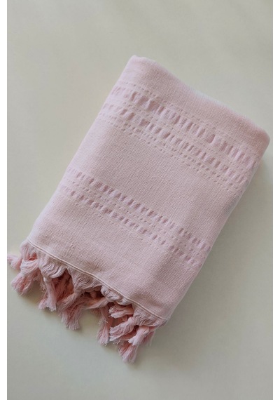Açık Pembe Çizgili Havlu Peştemal 90x170cm - Yumuşak Plaj Havlusu- %100 Pamuk Acıkpembe Açık Pembe