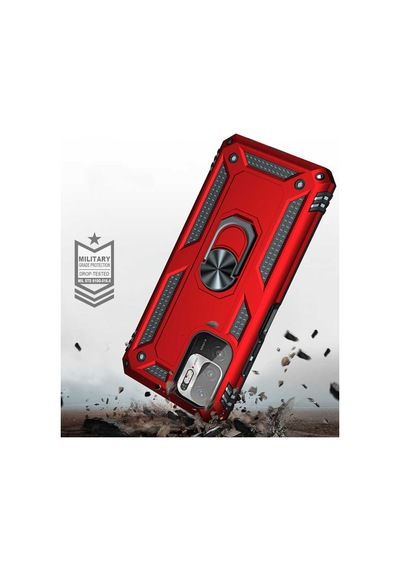 Xiaomi Poco M3 Pro Kılıf Zore Vega Yüzüklü Standlı Zırh Kılıf