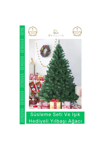 Noelpaketi Lüks Sık Yapraklı Yeşil Çam Ağacı Kaliteli Yılbaşı Dekorasyon Noel Paketi 120 Cm 123 Dal Standart