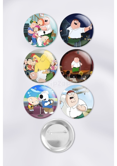 Family Guy Çanta Süsü Rozet İğneli Buton Rozet Seti 6 Adet Altılı