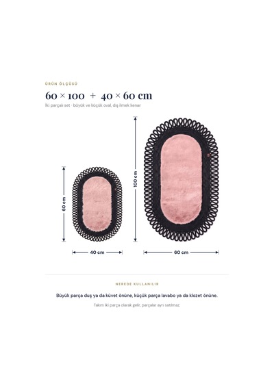 Banyo Paspası Takımı 60x100+40x60 Cm Dış Trikot Pembe & Siyah