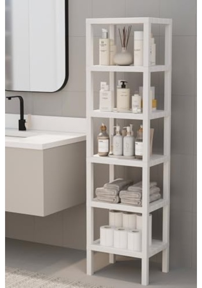 Mithra Life 6 Katlı Plastik Beyaz Banyo Mutfak Rafı Mıt1044 000 Açık Krem