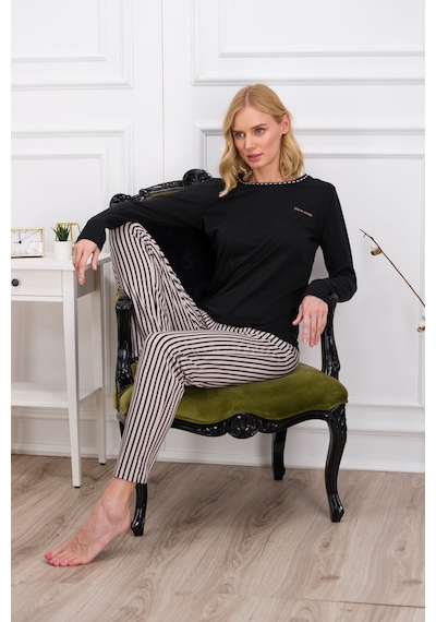 Pierre Cardin Siyah Çizgili Kadın Pijama Takımı