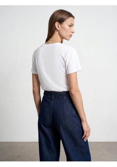 Dilvin 32847 Lyocell Karışımlı V Yaka T-shirt-beyaz