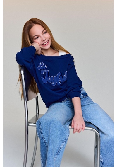 Defacto Kız Çocuk Carmen Yaka Sweatshirt G6827a826spnv42 Lacivert-nv42