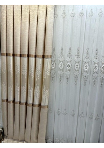 Lexroo Amasra Ft614164 V-101 Krem 1/3 Sık Pileli Fon Perde Apm