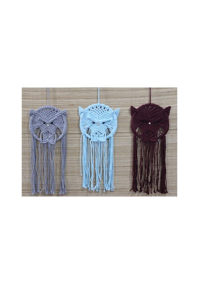 1 Adet Baykuşlu Düş Kapanı Baykuş Motifli Duvar Süsü, Asma Dekor, 68 X 23 Cm, Dreamcatcher Sarı