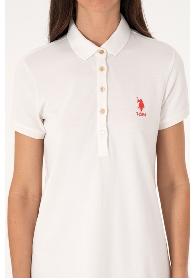 U.S. Polo Assn. Kadın Ekru Polo Yaka Mini Boy Örme Elbise 50280038-VR019